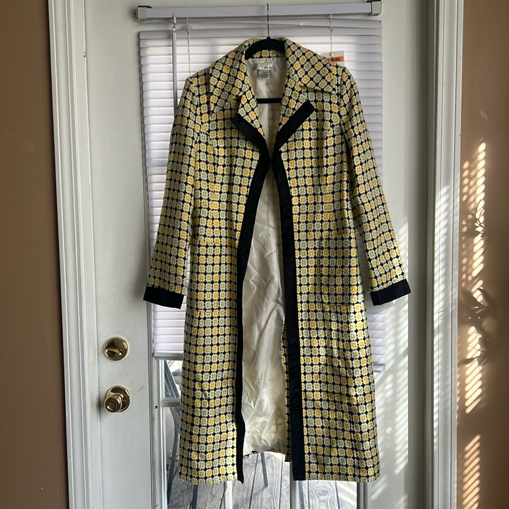 Black & Yellow Knitted with Black Trim Mini Shacket